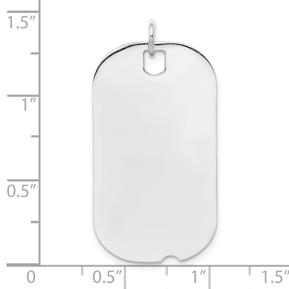 Sterling Silver Rh-plt Engraveable Dog Tag Polished Front/Back Disc Charm