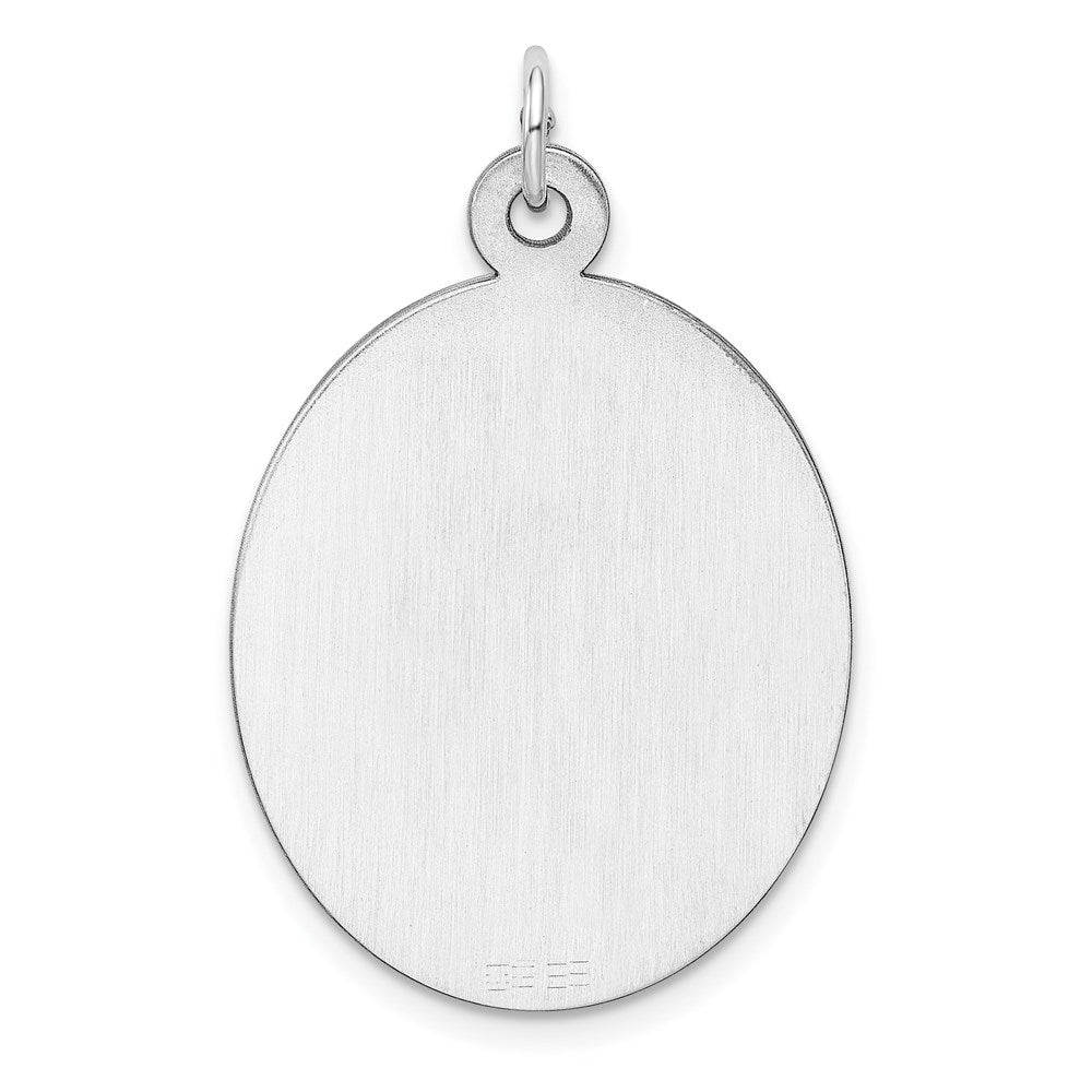 Sterling Silver Rhod-plate Eng. Oval Polish Front/Satin Back Disc Charm
