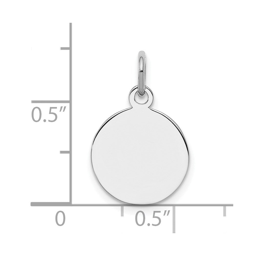 Sterling Silver Rh-plt Engraveable Round Polished Front/Back Disc Charm