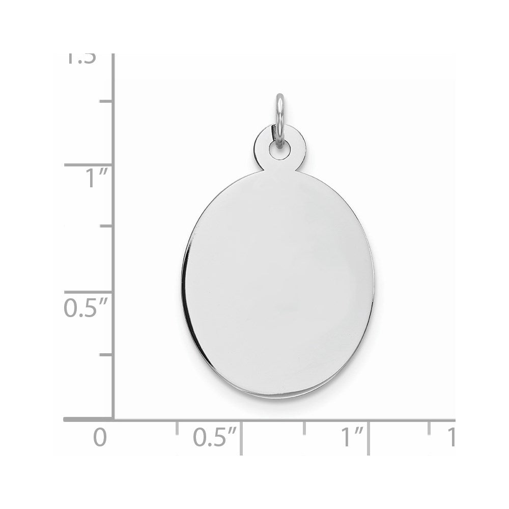 Sterling Silver Rhod-plate Eng. Oval Polish Front/Satin Back Disc Charm