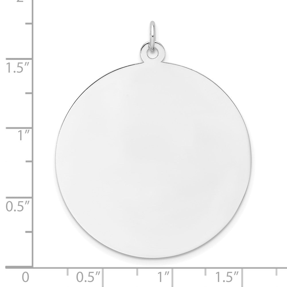 Sterling Silver Rhod-plated Eng. Rnd Polish Front/Satin Back Disc Charm