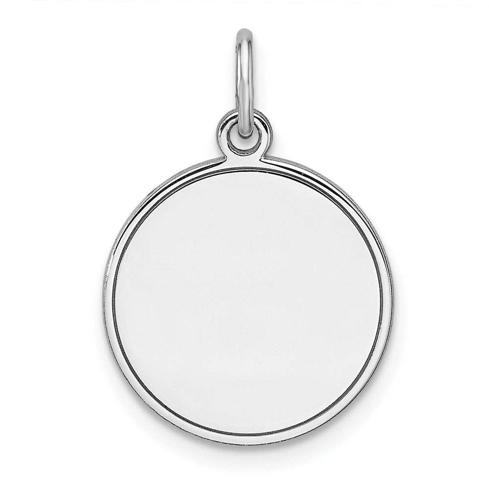 Sterling Silver Rhod-plated Eng. Rnd Polish Front/Satin Back Disc Charm