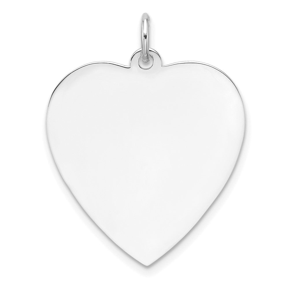 Sterling Silver Rhod-plated Eng. Heart Polish Front/Satin Back Disc Charm
