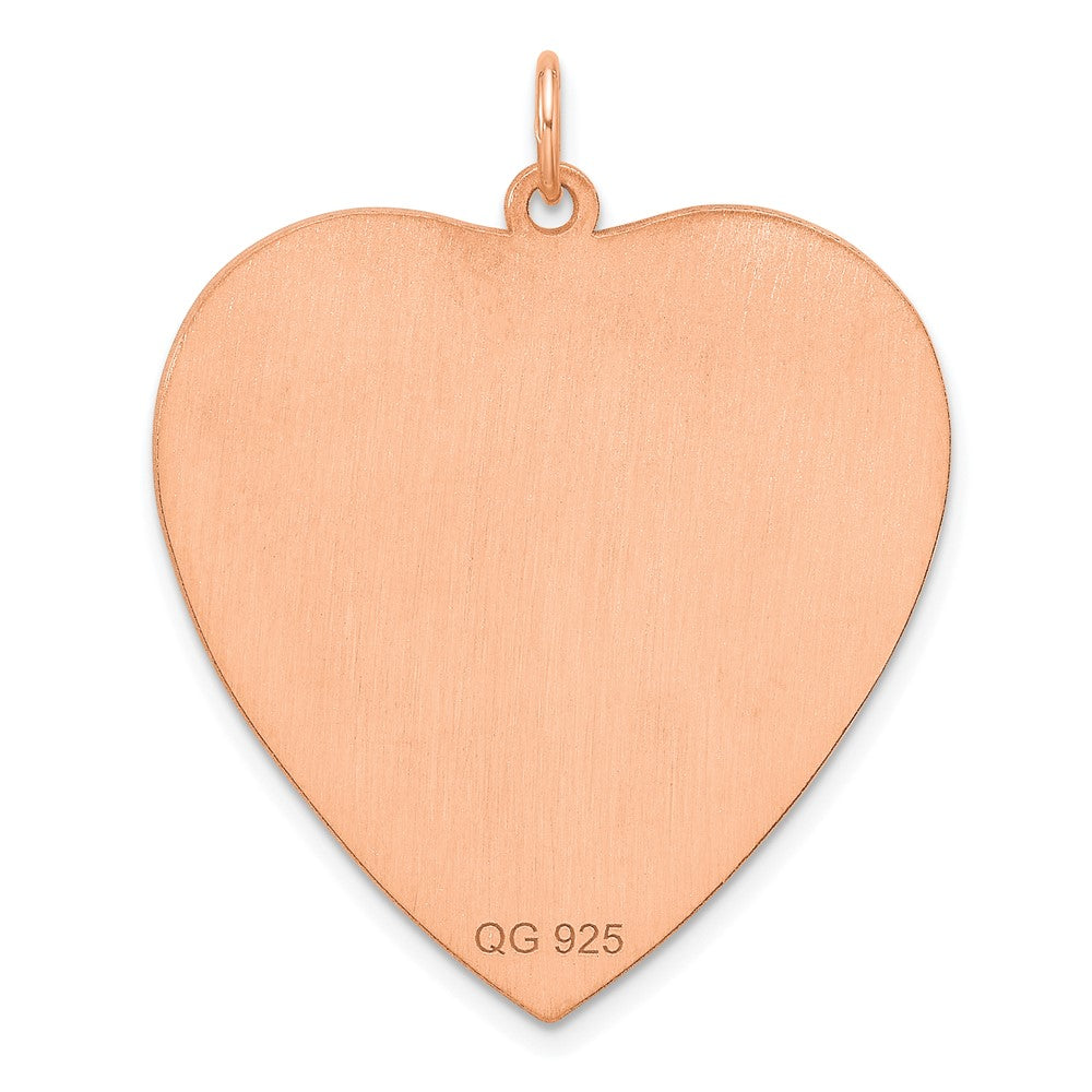 Sterling Silver RG Plated Eng. Heart Polish Front/Satin Back Disc Charm