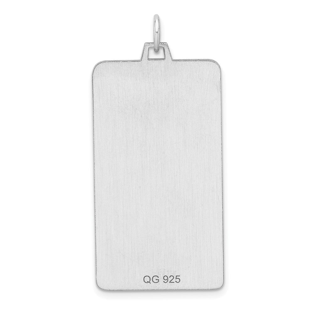 Sterling Silver Rhod-plate Eng. Rect. Polish Front/Satin Back Disc Charm