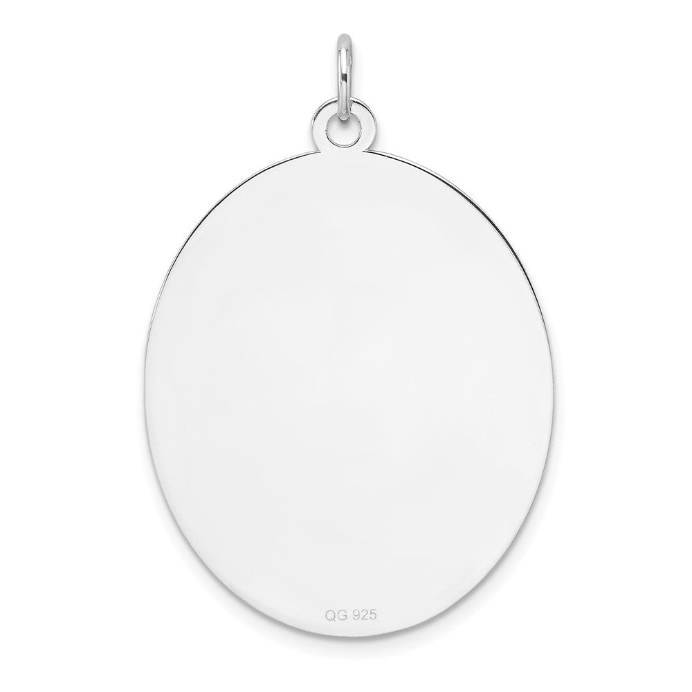 Sterling Silver Rhod-plate Eng. Oval Polish Front/Back Disc Charm