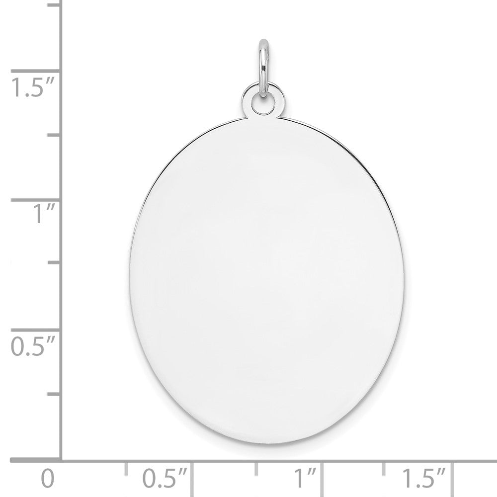 Sterling Silver Rhod-plate Eng. Oval Polish Front/Back Disc Charm