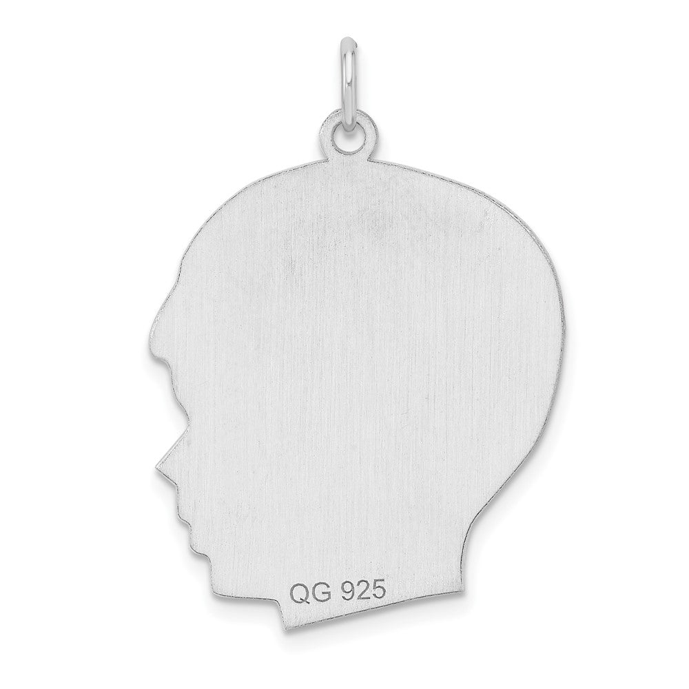 Sterl Silver Rh-plt Engraveable Boy Polished Front/Satin Back Disc Charm