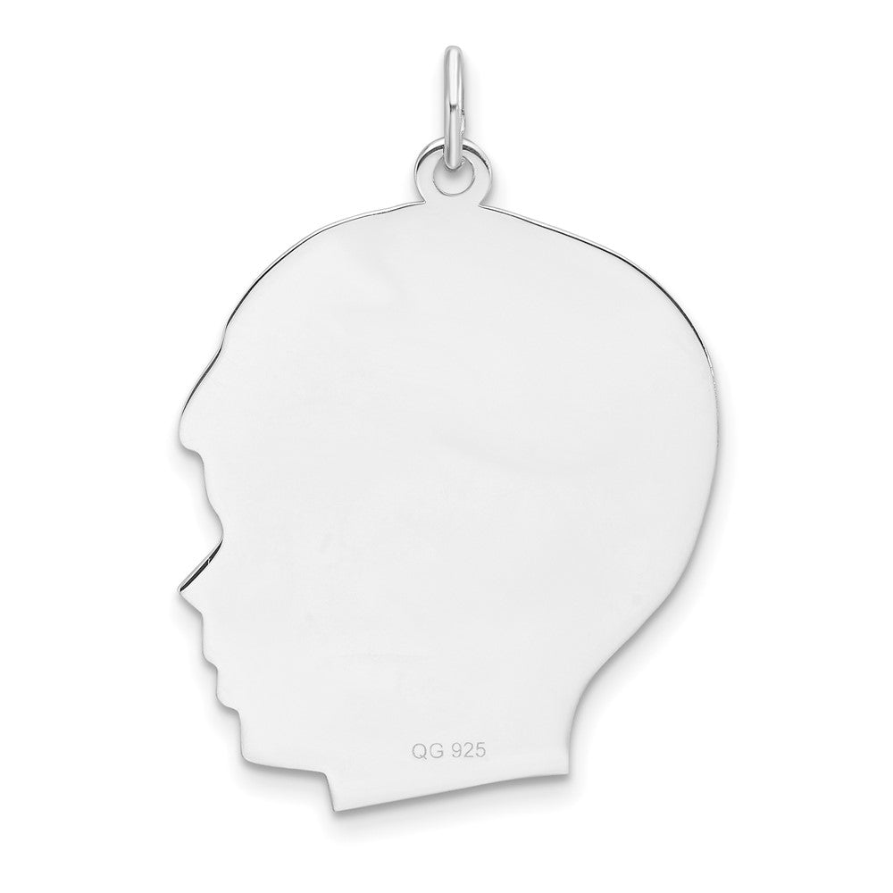 Sterling Silver Rh-plt Engraveable Boy Disc Charm Polish on Front/Back