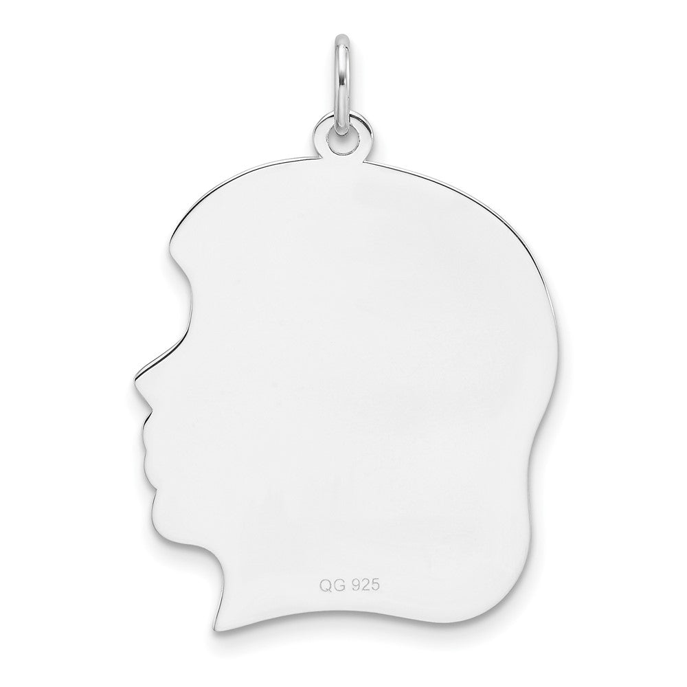 Sterling Silver Rh-plt Engraveable Girl Disc Charm Polish on Front/Back