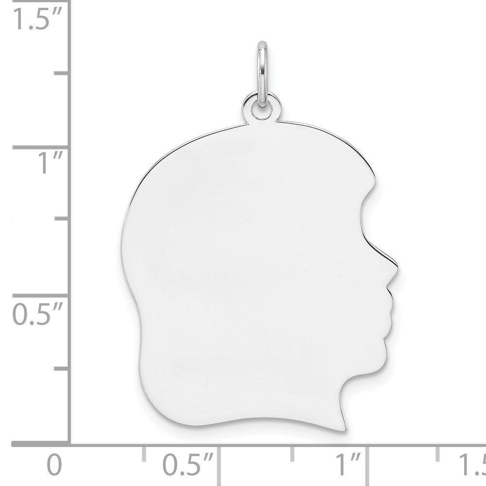 Sterling Silver Rh-plt Engraveable Girl Disc Charm Polish on Front/Back