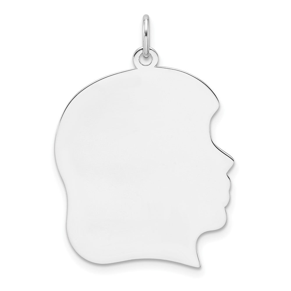 Sterling Silver Rh-plt Engraveable Girl Disc Charm Polish on Front/Back
