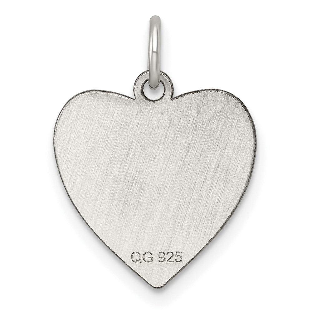 SS Rh-plt Engraveable Heart Polished Front/Satin Back Disc Charm