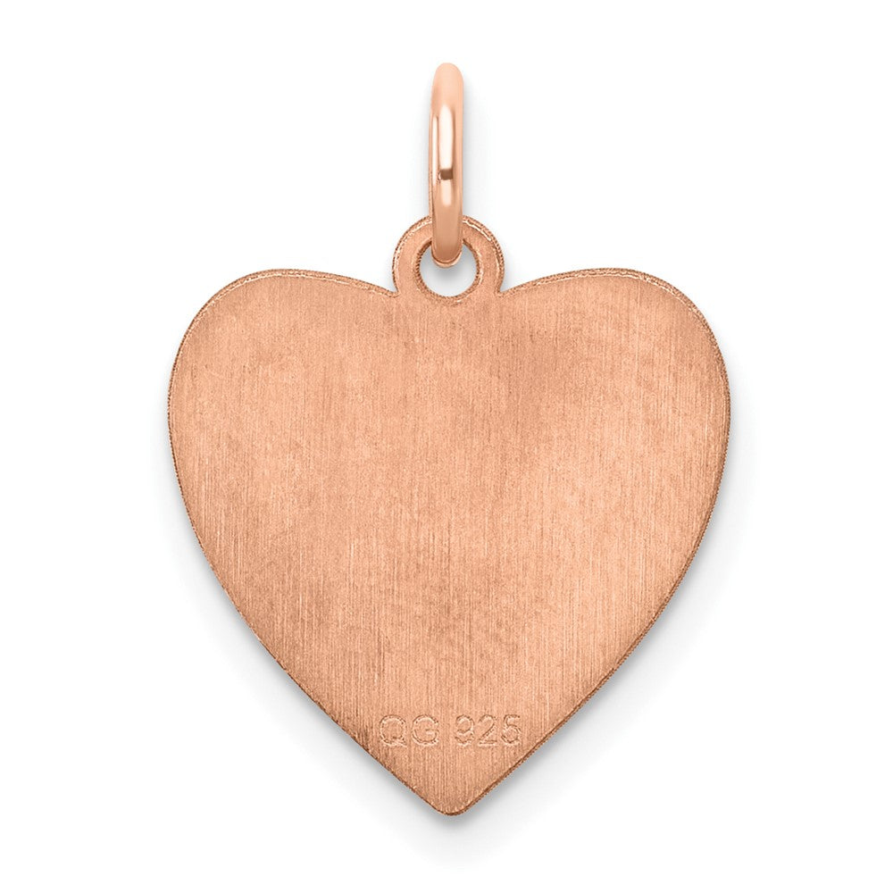 Sterling Silver RG Plated Eng. Heart Polish Front/Satin Back Disc Charm