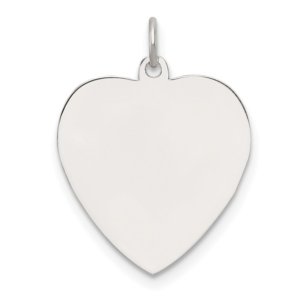 Sterling Silver Rhod-plated Eng. Heart Polish Front/Satin Back Disc Charm