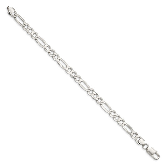 Sterling Silver 7.0mm Lightweight Flat Figaro Chain