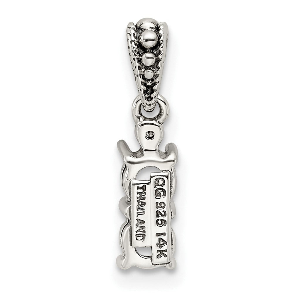 Sterling Silver Antiqued w/14k 4-stone w/Diamond Mothers Pendant Semi-Mount