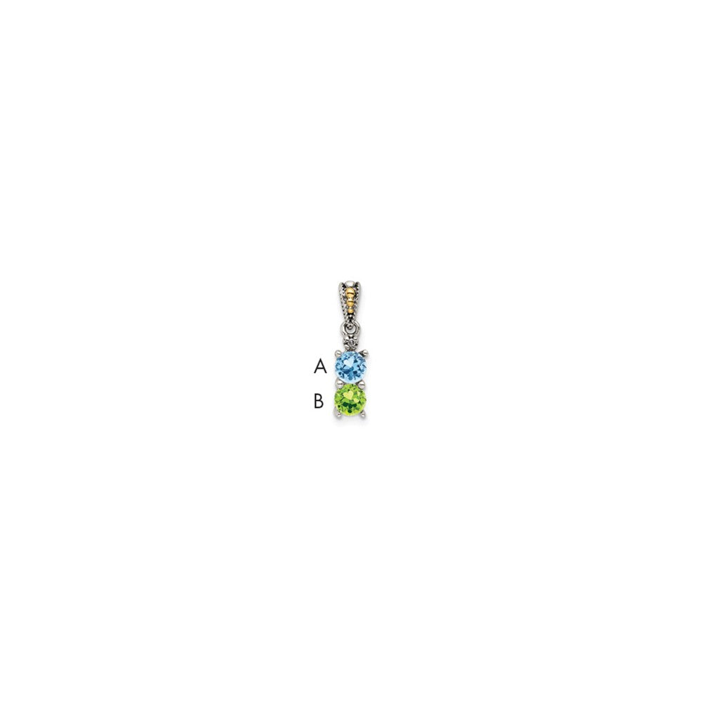 Sterling Silver Antiqued w/14k 4-stone w/Diamond Mothers Pendant Semi-Mount
