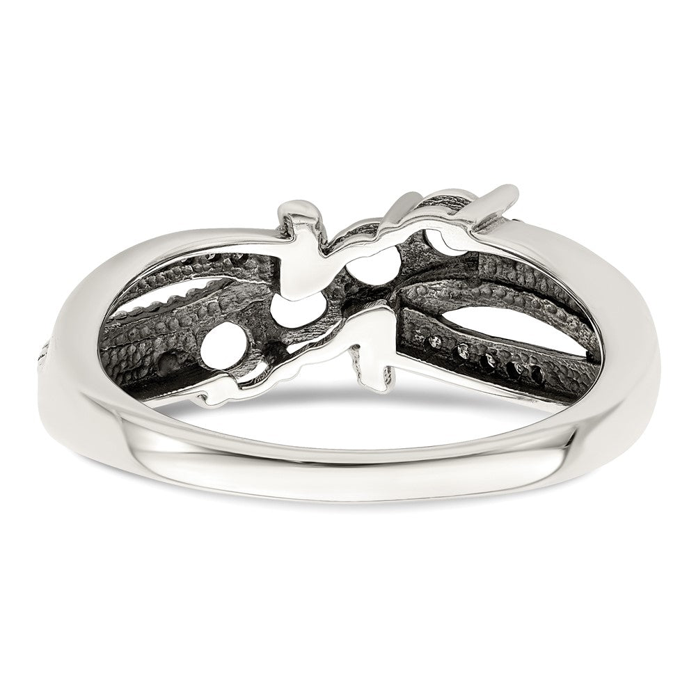 Sterling Silver Antiqued w/14k 4-stone w/Diamond Mother's Ring Semi-Mount