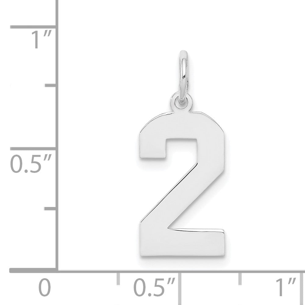 Sterling Silver/Rhodium-plated Polished Number 2 Charm