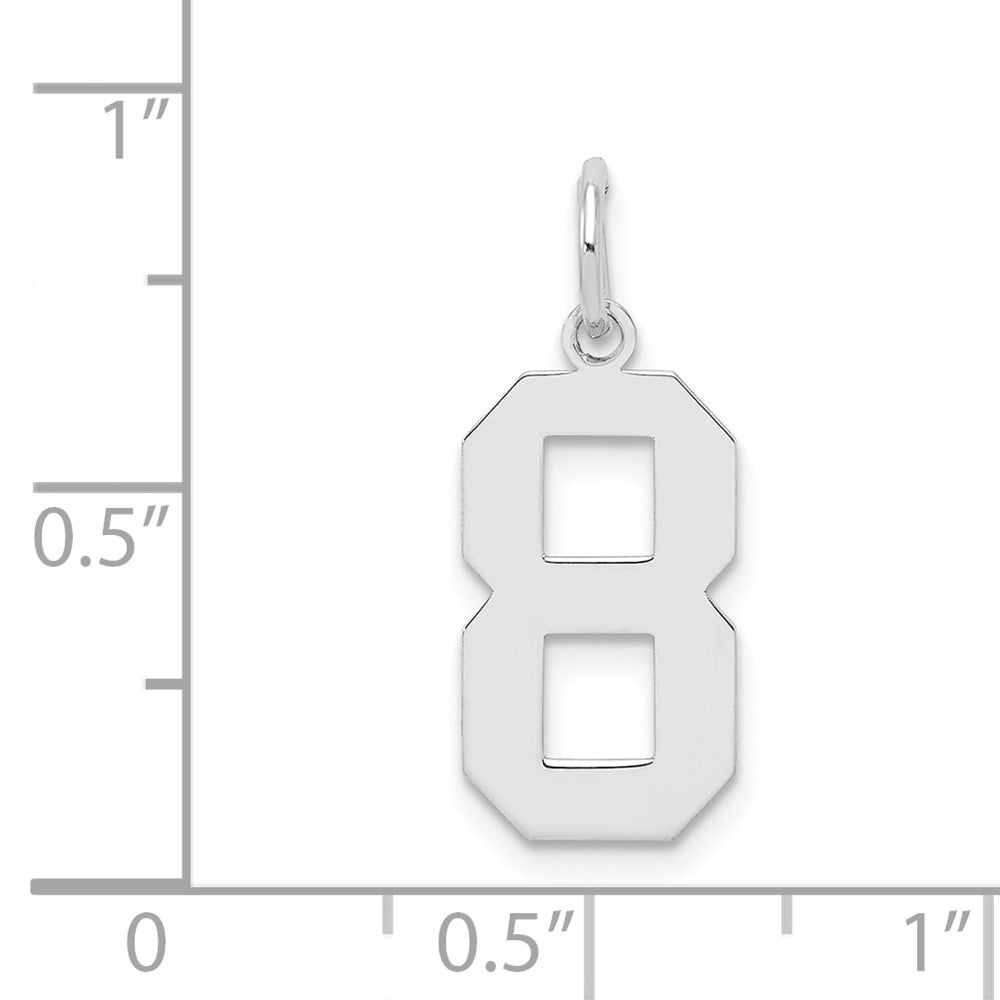 Sterling Silver/Rhodium-plated Polished Number 8 Charm