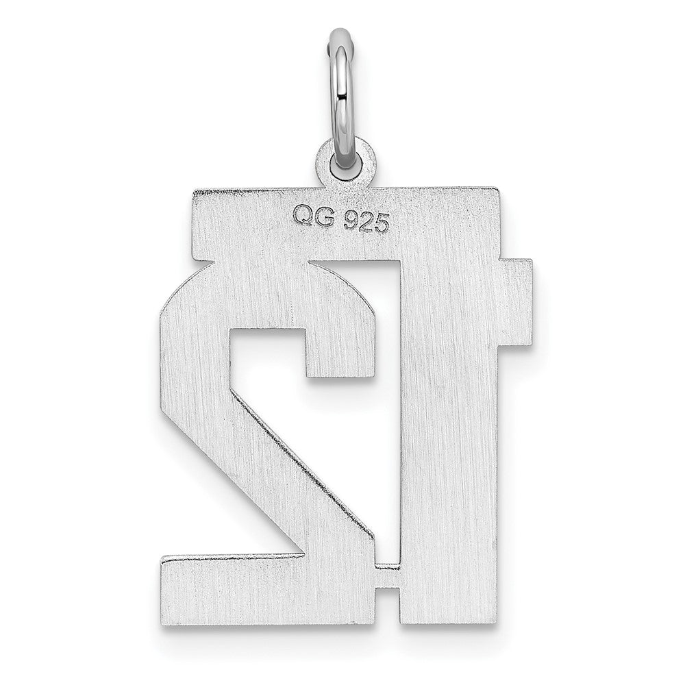 Sterling/Silver Rhodium-plated Polished Number 12 Charm