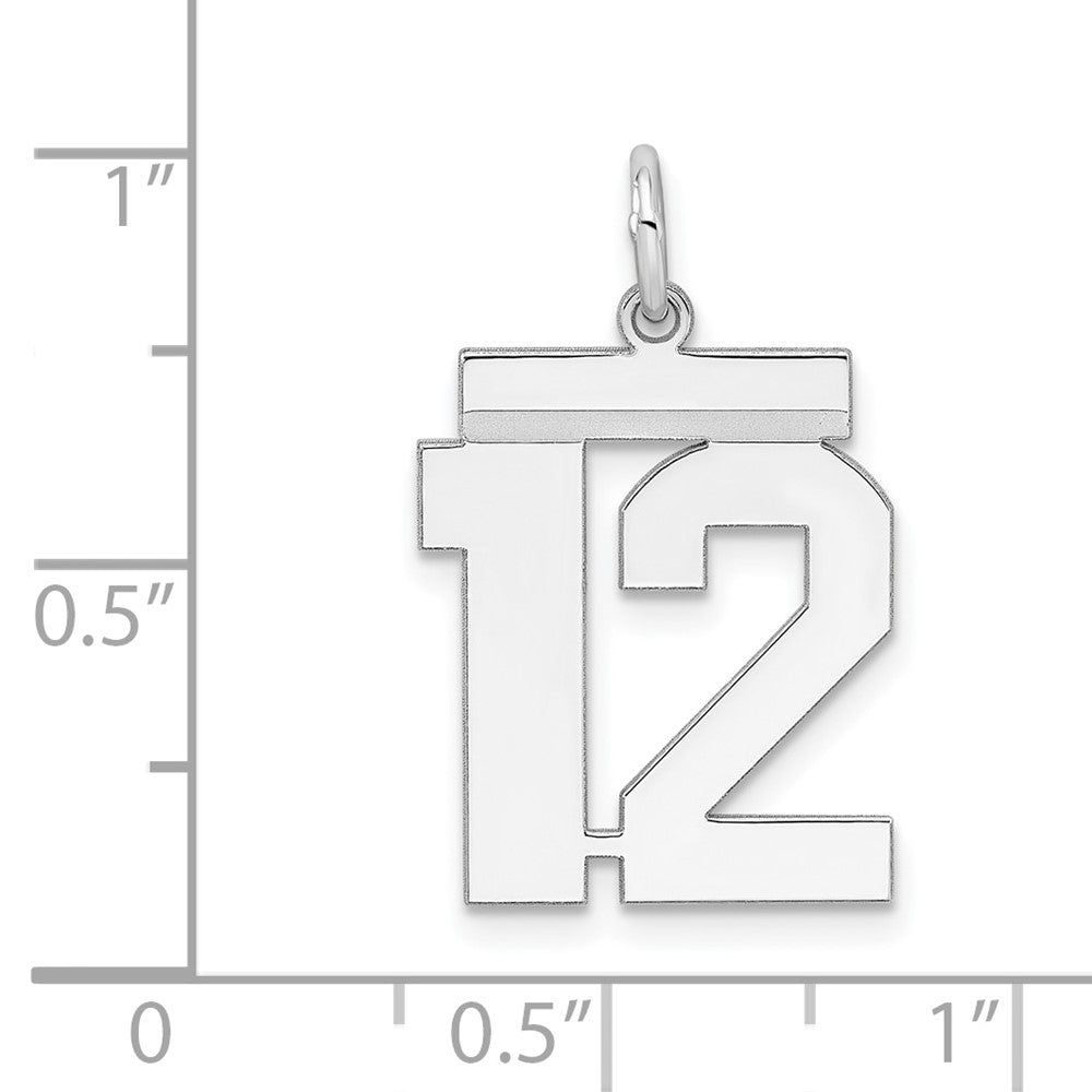 Sterling/Silver Rhodium-plated Polished Number 12 Charm