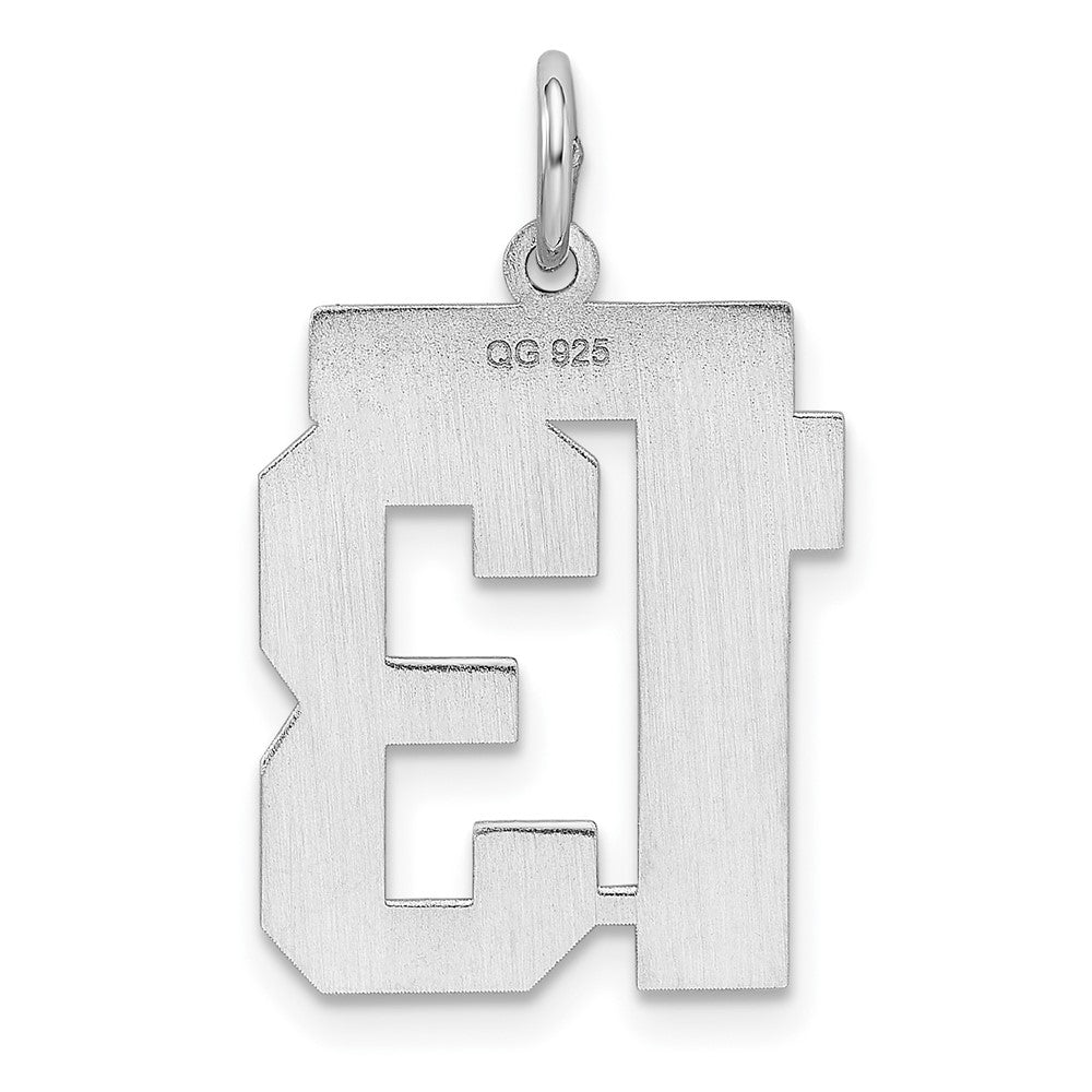 Sterling/Silver Rhodium-plated Polished Number 13 Charm
