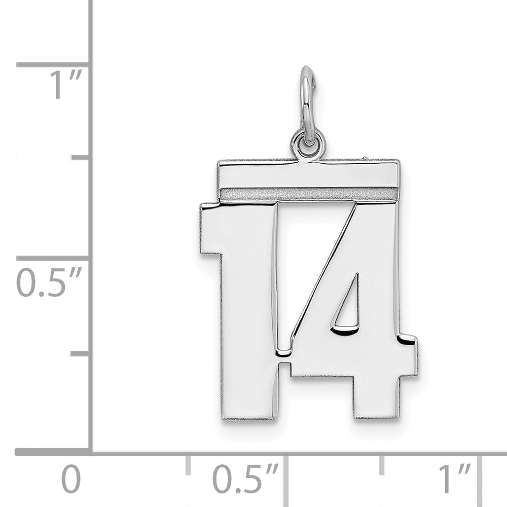 Sterling/Silver Rhodium-plated Polished Number 14 Charm