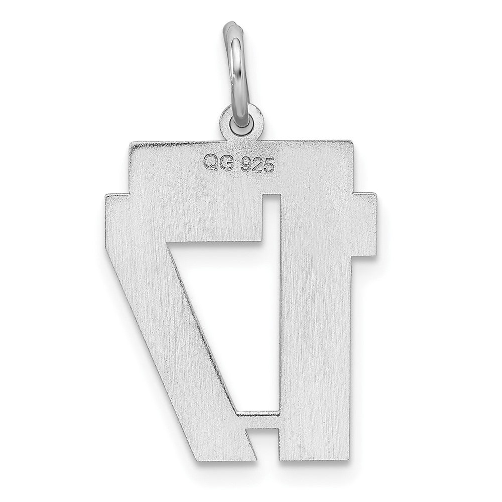 Sterling/Silver Rhodium-plated Polished Number 17 Charm