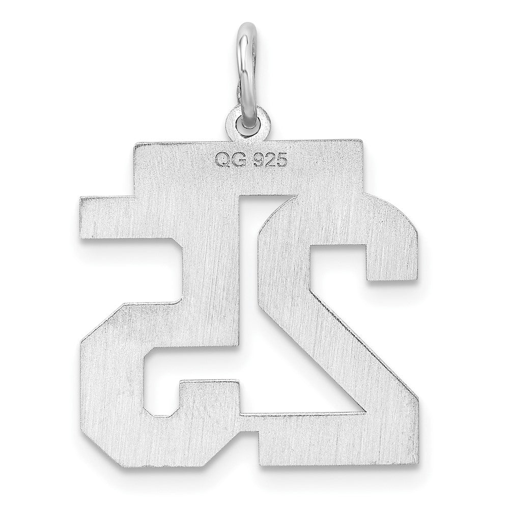Sterling/Silver Rhodium-plated Polished Number 25 Charm