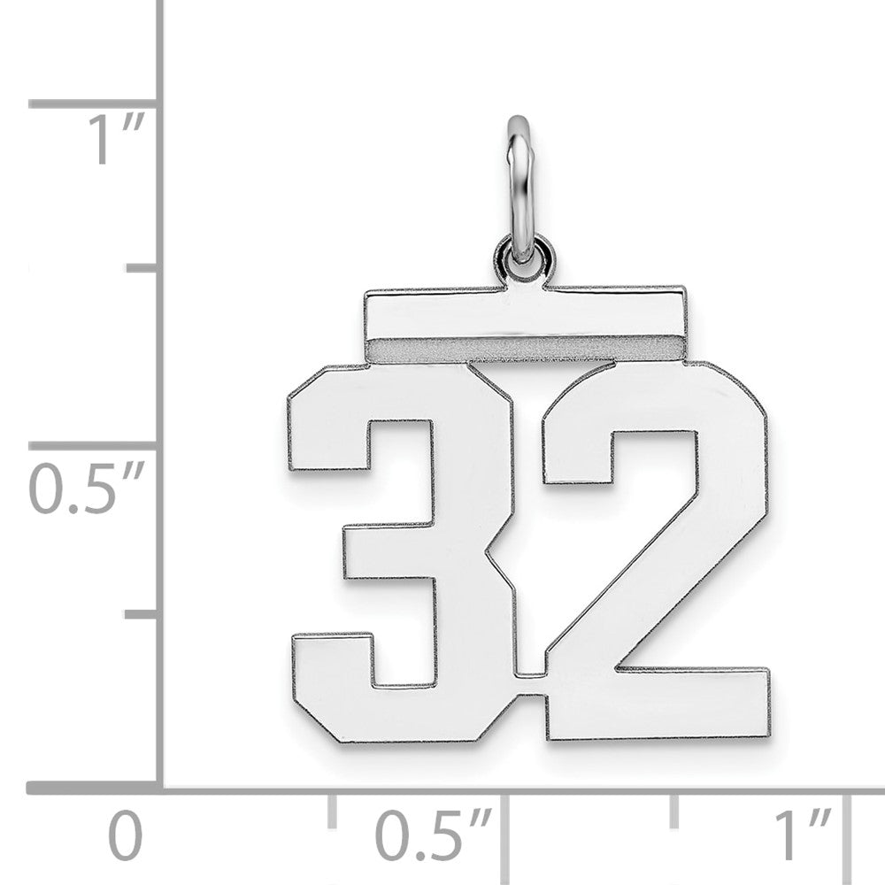 Sterling/Silver Rhodium-plated Polished Number 32 Charm