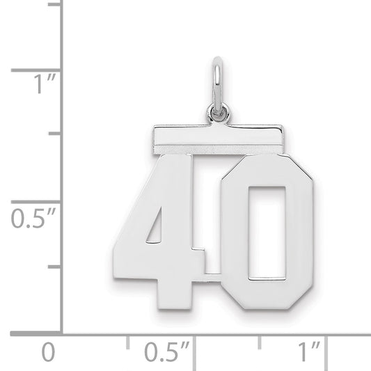 Sterling/Silver Rhodium-plated Polished Number 40 Charm