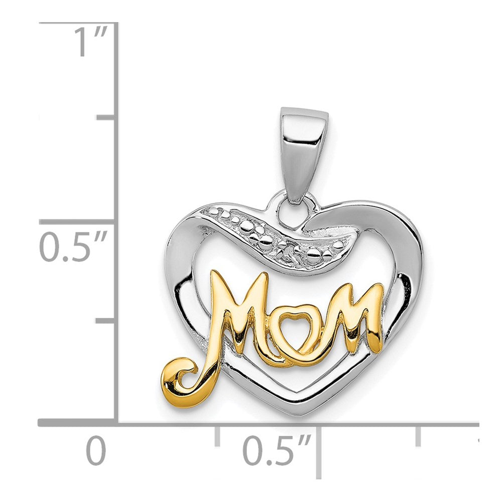 Sterling Silver Vermeil Diamond Mom Pendant