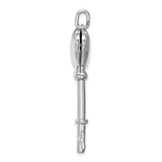 Sterling Silver Rhodium-plated Locket Key Pendant