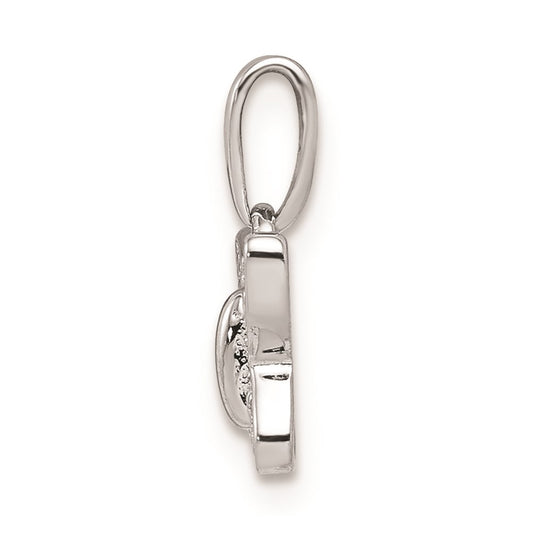 Sterling Silver Rhodium Plated Diamond Butterfly Pendant