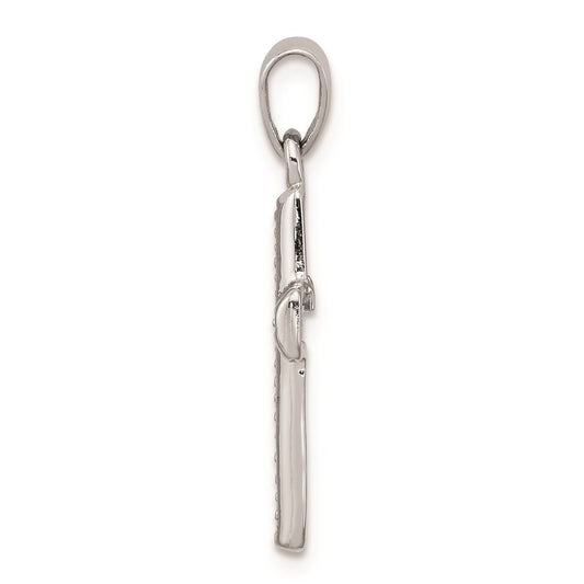 Sterling Silver Rhodium Plated Diamond Cross Pendant