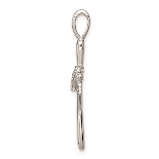 Sterling Silver Rhodium & Diam. Cross with Heart Pendant