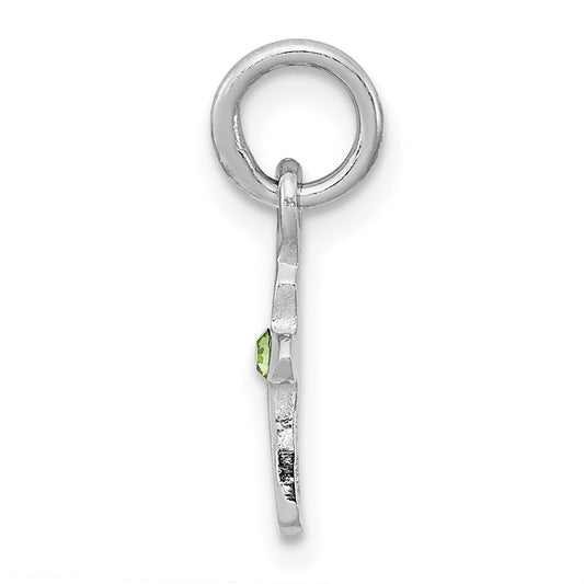 Sterling Silver RH-pltd Child's Aug Lt Green Preciosca Crystal Cross Penda