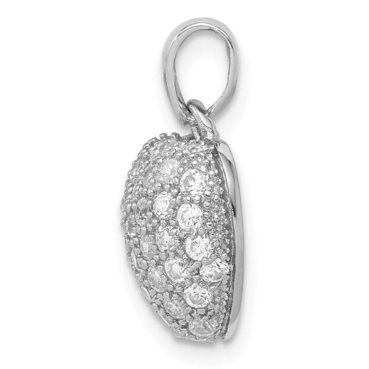 Sterling Silver Rhodium-plated CZ Micro pav Heart Pendant