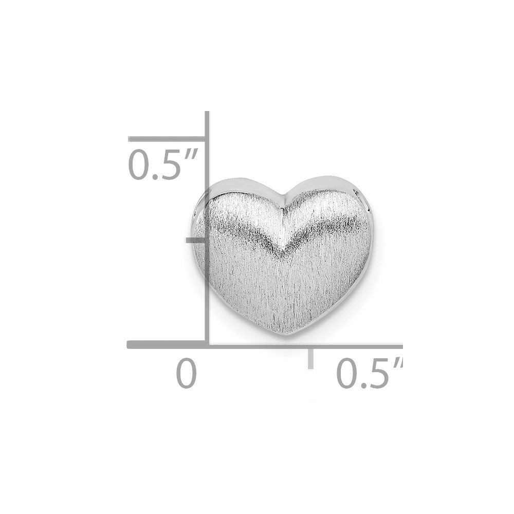 Sterling Silver Rhodium-plated Scratch Finish Heart Chain Slide