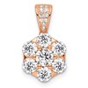 Sterling Silver Polished Rose-tone CZ Flower Pendant