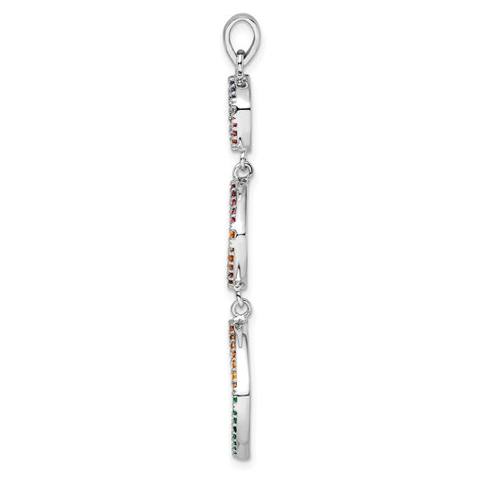 Sterling Silver Rhodium-plated Multi-color Nano Crystal Pendant