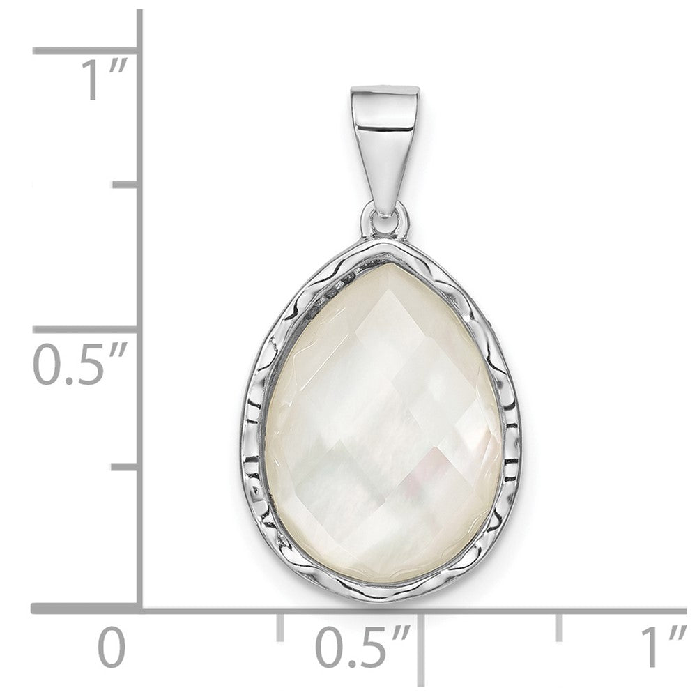 Sterling Silver Rhodium-plated Glass Teardrop Pendant