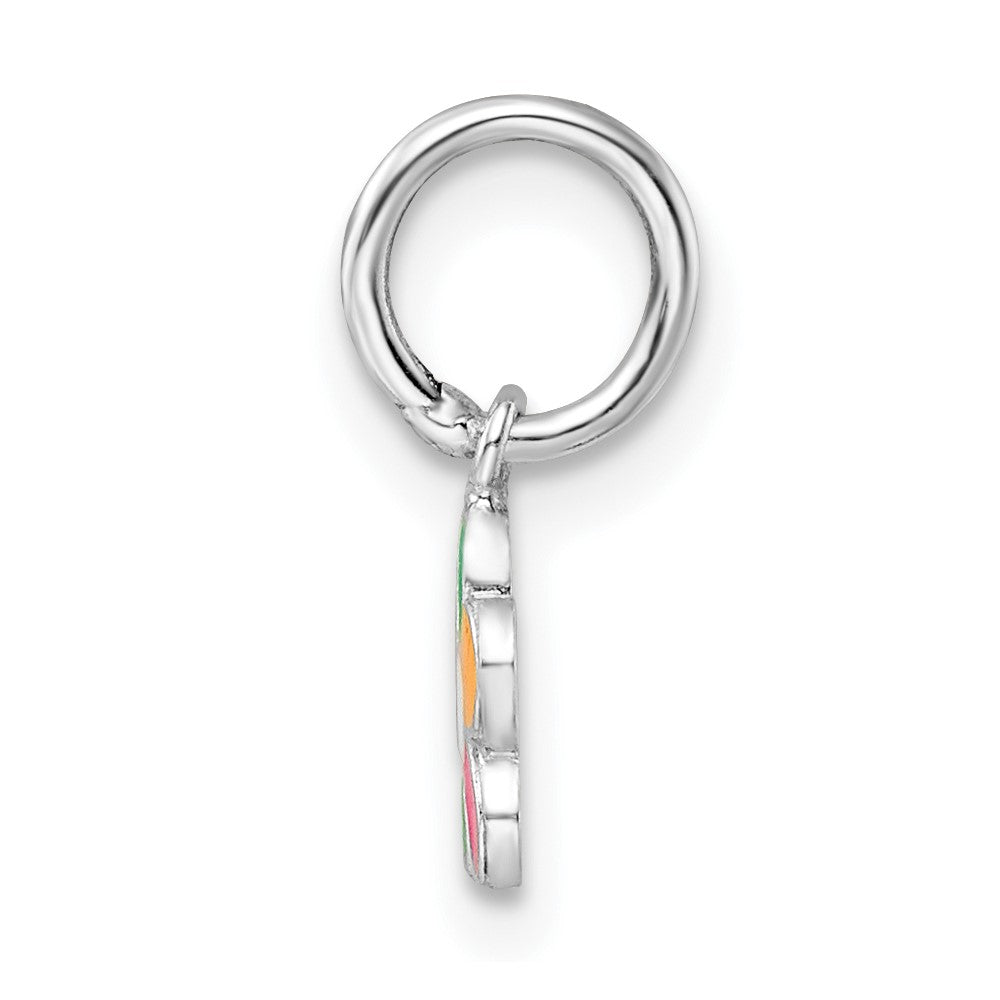 Sterling Silver RH-plated Multi-color Enameled Flower Children's Pendant