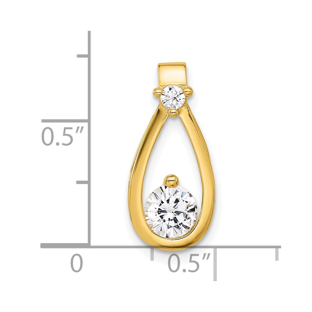 Sterling Silver Gold-tone with CZ Teardrop Shape Chain Slide