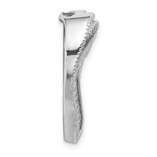 Sterling Silver Rhodium-plated CZ Heart Chain Slide Pendant