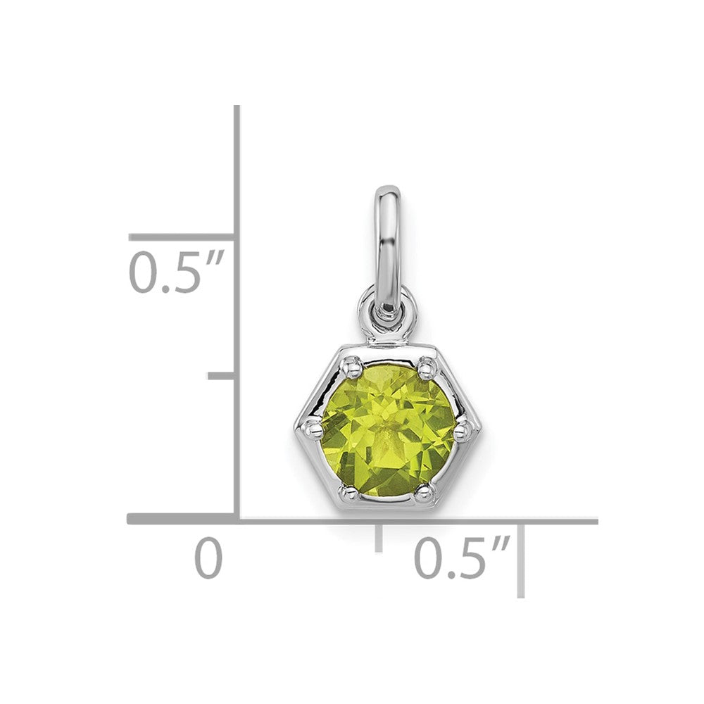 Sterling Silver Rhodium-plated Polished Solitaire Peridot Charm Pendant