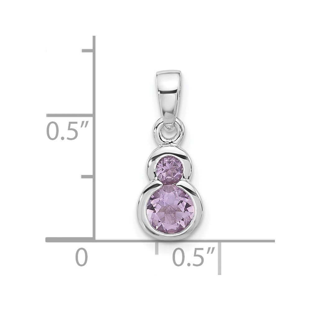 Sterling Silver Rhodium-plated Polished Amethyst Pendant