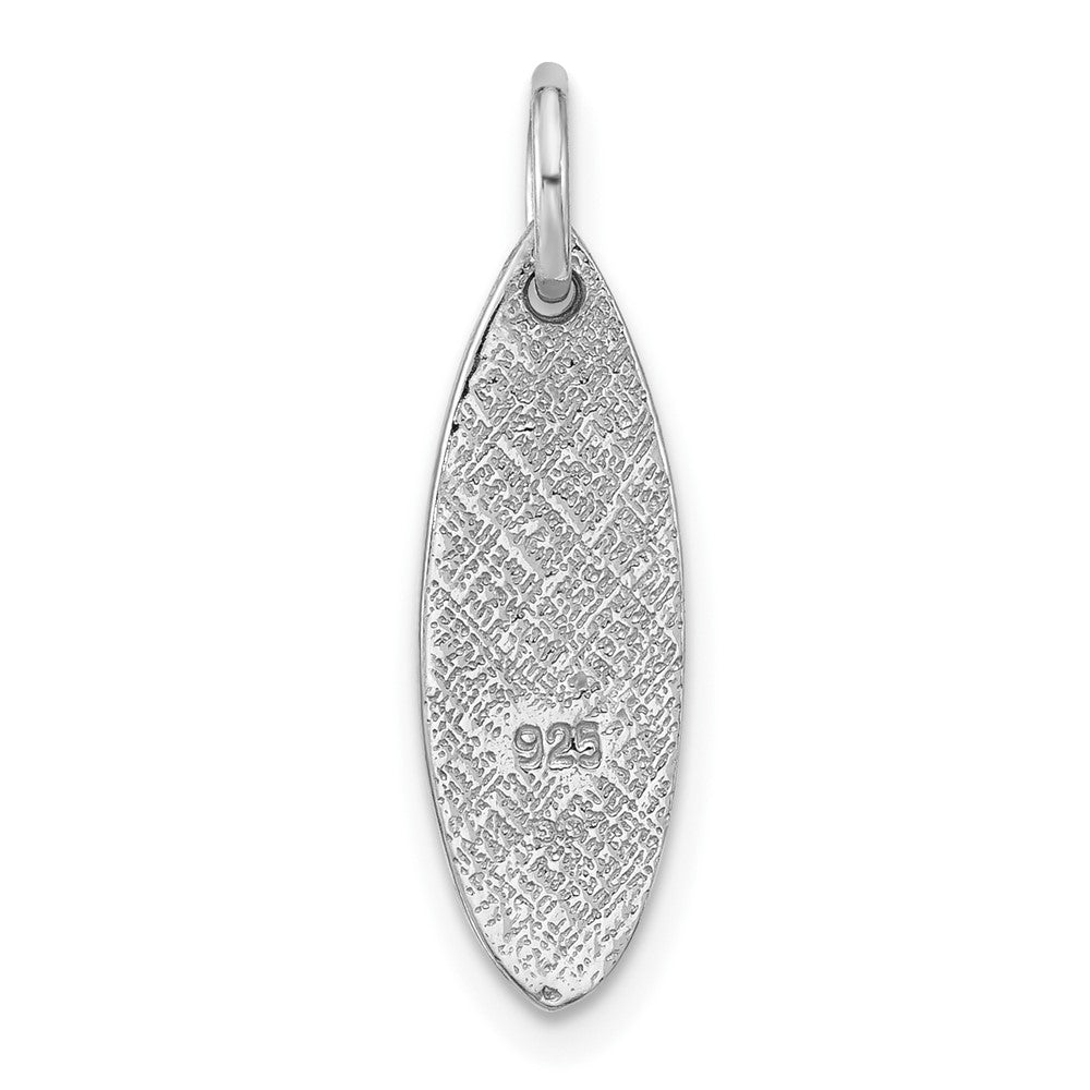 Sterling Silver Rhodium-plated Yellow Enamel Pineapple Surfboard Pendant
